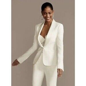 David’s Bridal Ivory Single Button Stylish Blazer Size 0 Wedding Winter SEE NOTE